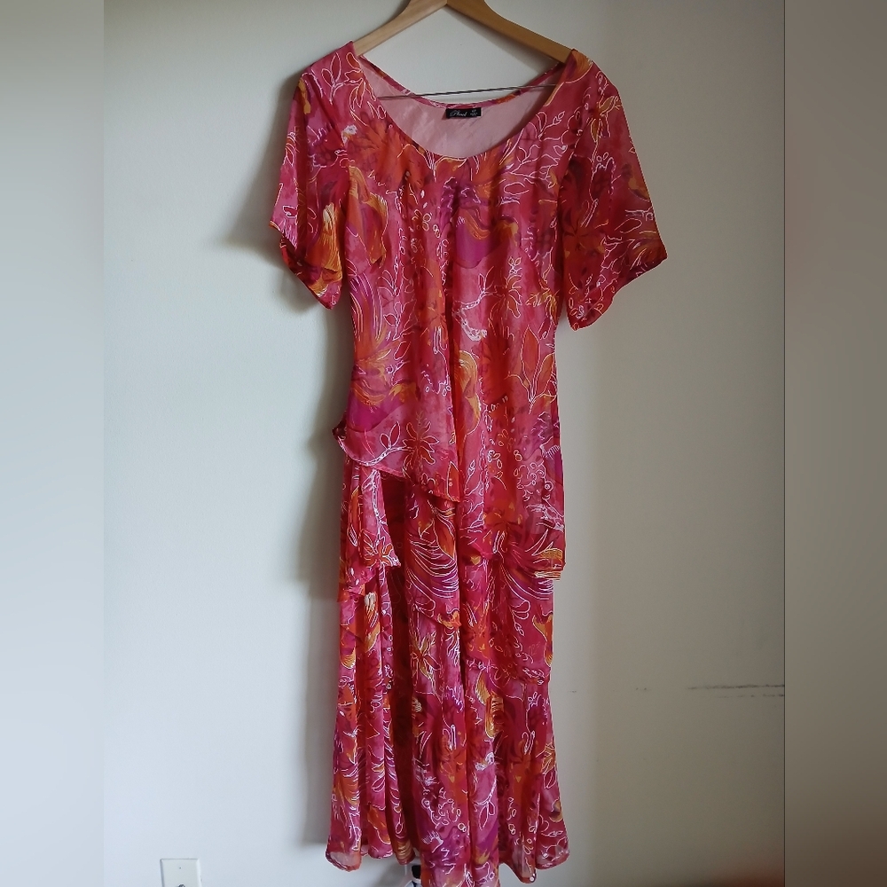 Phool Womens Layered Maxi Dress 16P Lined Chiffon Artsy